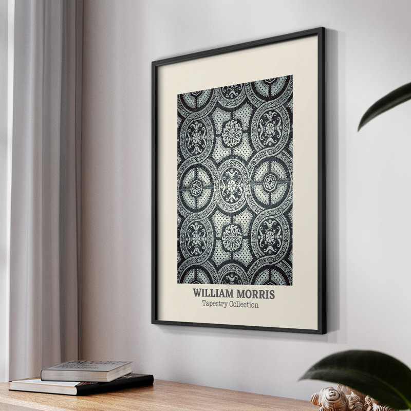 William Morris, reproduction encadrée Cxxxii, Noyer, H 14 po x l 11 po