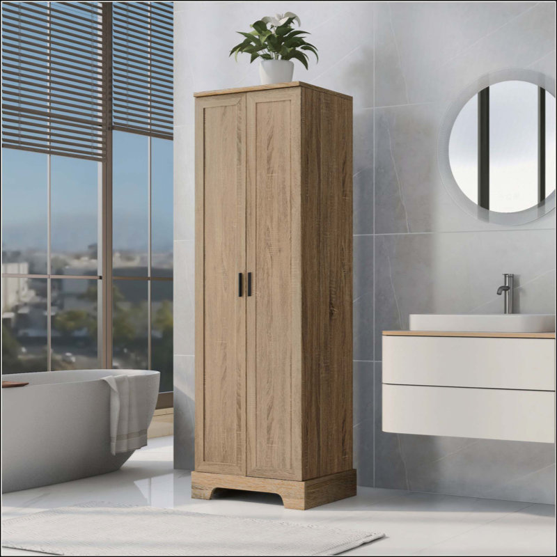 Storage Cabinet With Two Doors For Bathroom, Office, Adjustable Shelf, MDF Board