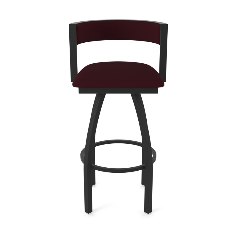 Tabouret Artémis, Noir froissé, Vinyle - bordeaux Canter, Tabouret de comptoir (siège d'une hauteur de 25 p