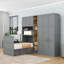 Lit escamotable simple avec tablettes de rangement, éclairage DEL et garde-robe-130116093