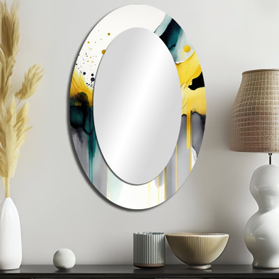 Abstract Transitional Shapes II - Large Oval Wall Mirror On Metal