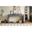 Console courbée avec rangement, table d'entrée en bois avec 2 tiroirs, console rustique de style campagnard pour entrée, couloir, salon, bleu marine