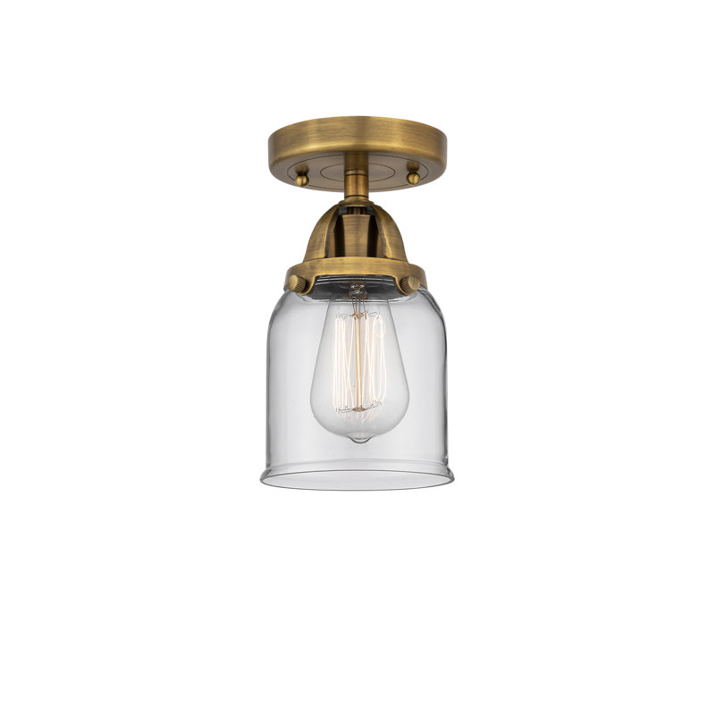 Plafonnier semi-encastré en verre à DEL, H 9,25 po x l 5 po x P 5 po, Transparent, Laiton brossé