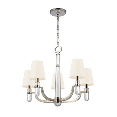 Dayton 5 - Light Chandelier, White, Aged Brass