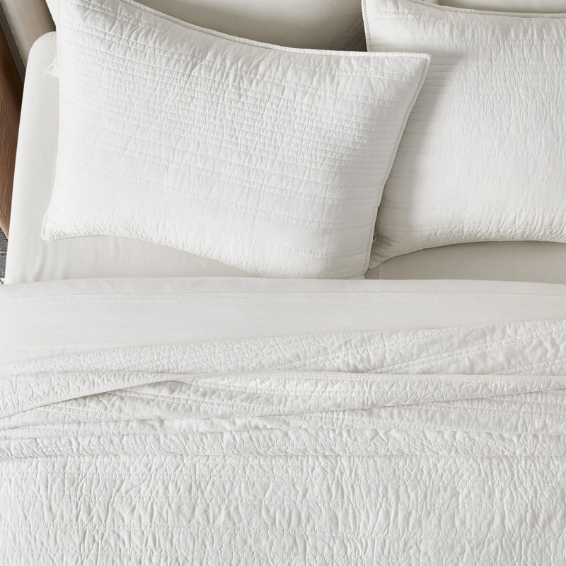 EVERGRACE 100% Cotton Modern Lines Quilt Set, Pre-Washed Soft Striped Coverlet Bedspread, 3 Piece Lightweight Bedding Set For All Season, With 2 Pillow Shams