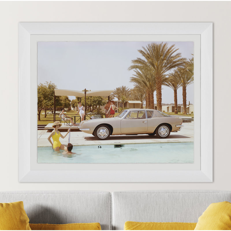 Friends Friends Fun Fun Near Pool - Reproduction de photo encadrée, Blanc, Blanc, H 37,5 po x l 45,25 po x P 1,25 po
