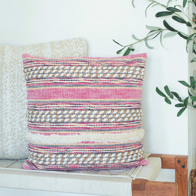 Coussin décoratif en mélange de coton rayé Kennamer , Polyester