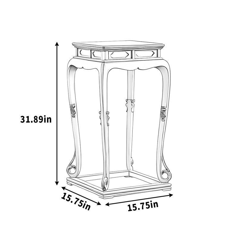 Elegant Solid Wood Table Curved Legs Carved