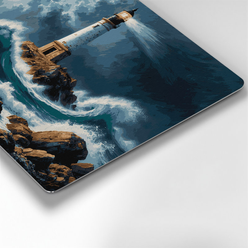 Art mural en métal gris nautique professionnel côtier, H 11 po x l 14 po