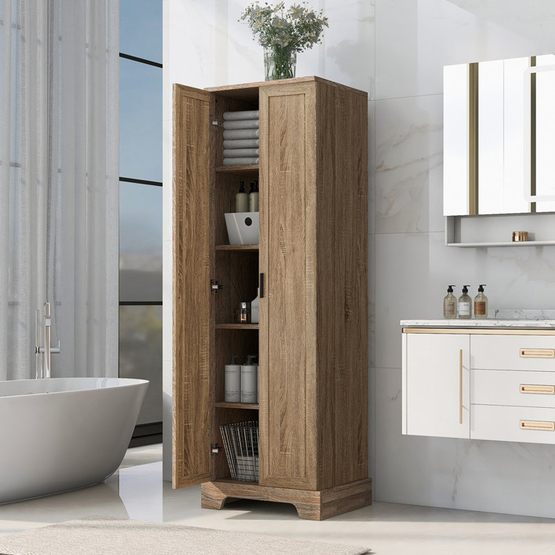 Storage Cabinet With 2 Doors For Bathroom, Office, Adjustable Shelf, Brown
