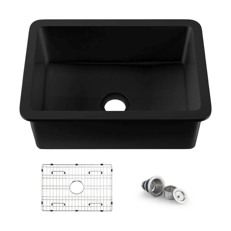 Pure Matte Black Undermount Single Bowl Fireclay Kitchen Sink