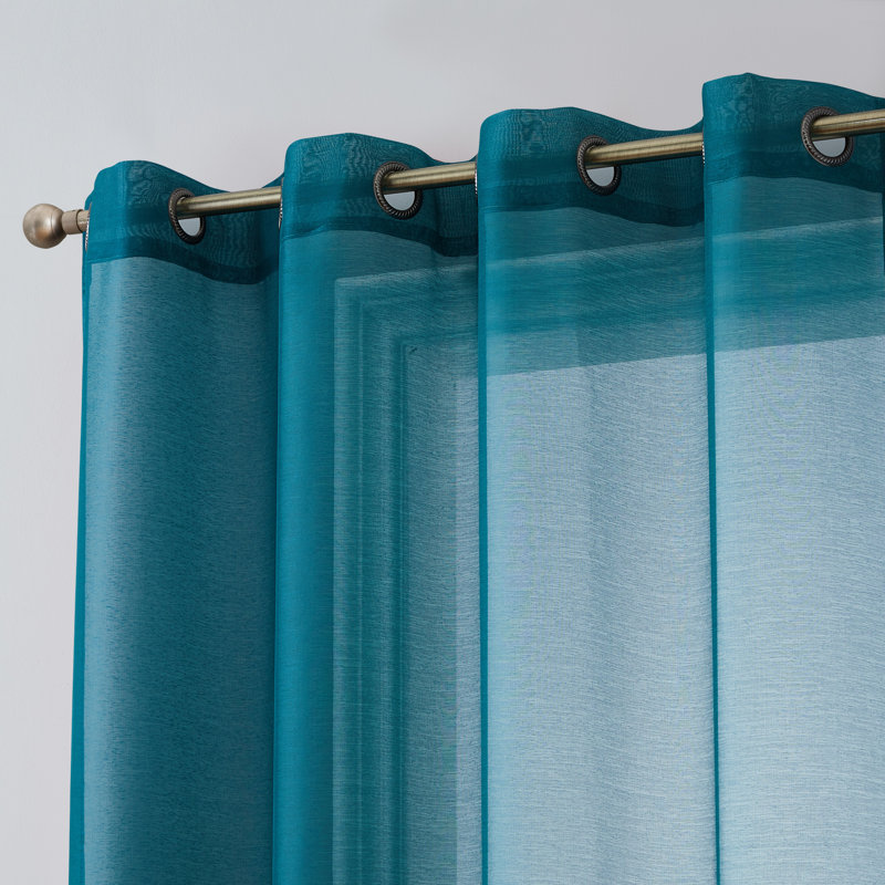 Carmille Semi-Sheer Grommet Curtain Panels, 54" W x 84" L, Blue