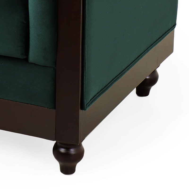 Canapé Chesterfield 2 places rembourré en velours, Vert foncé