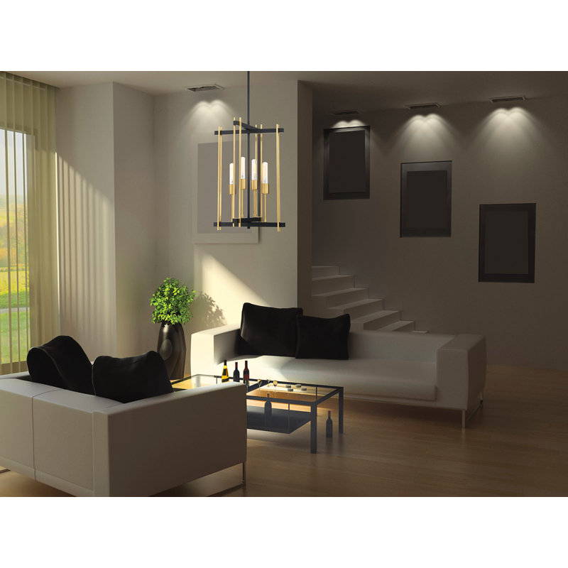 Lustre géométrique à 4 lumières de style bougie Tedesco