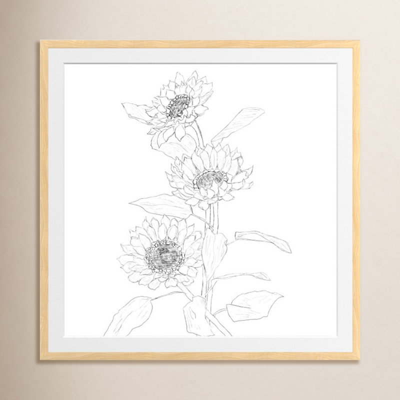 «Sunflower Line Sami» par Nadja, H 30 po x l 30 po x P 0,75 po, Papier encadré naturel, Oui