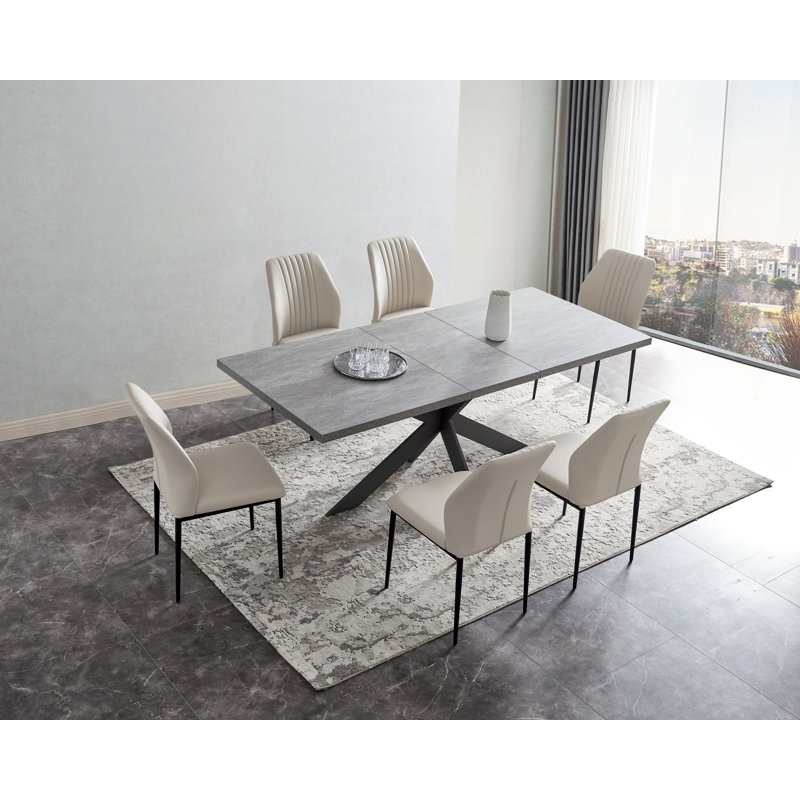 Geigle Extendable Dining Table Set (1 Table, 6 Chairs)