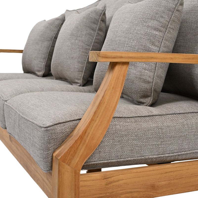 Matinque 4 Piece Teak Outdoor Conversation Sofa Set, Taupe