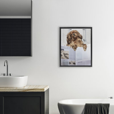 Sleeping on Loo Bath Humor Floating Frame, design by Jesse Keith