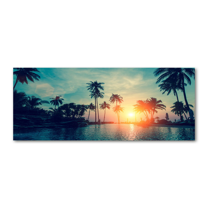 Sunset Palm Trees - Wrapped Canvas Print
