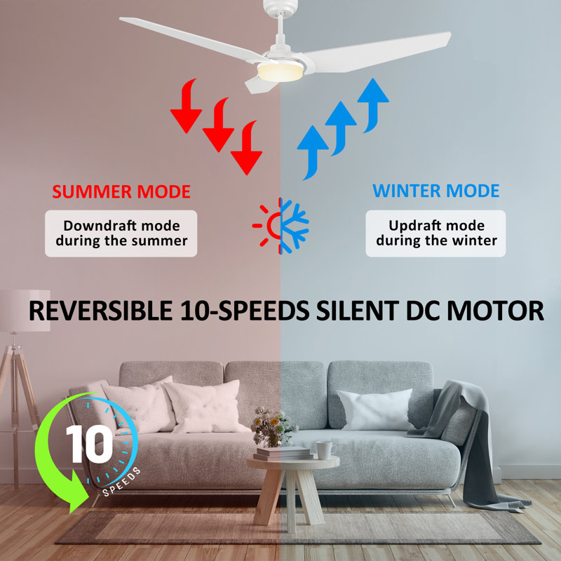  52" Smart Ceiling Fan with LED Lights and Remote Control