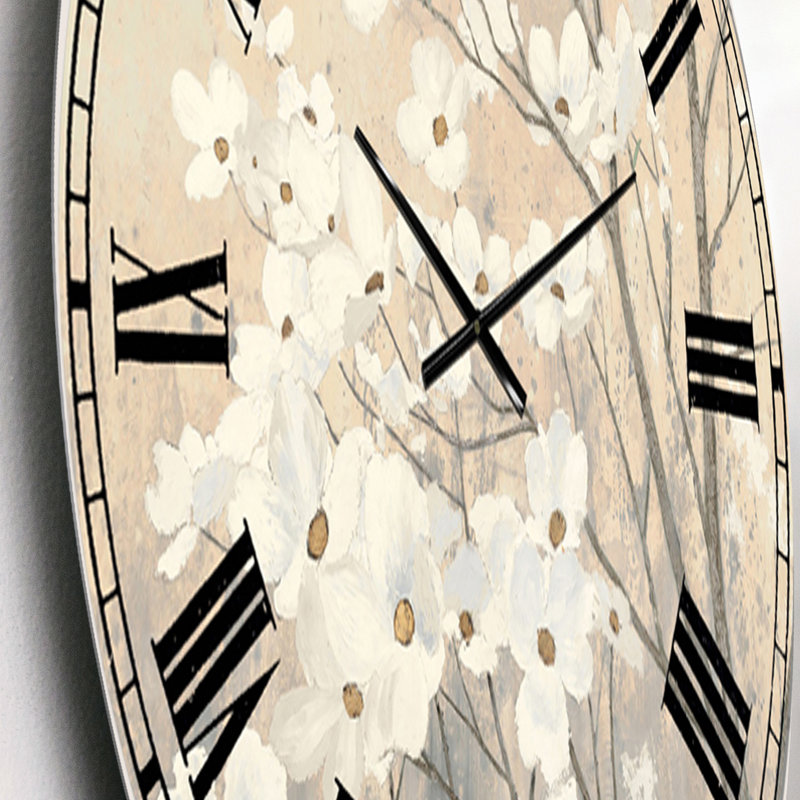 Brown onn Grey Blossoms - Horloge murale traditionnelle, Petit