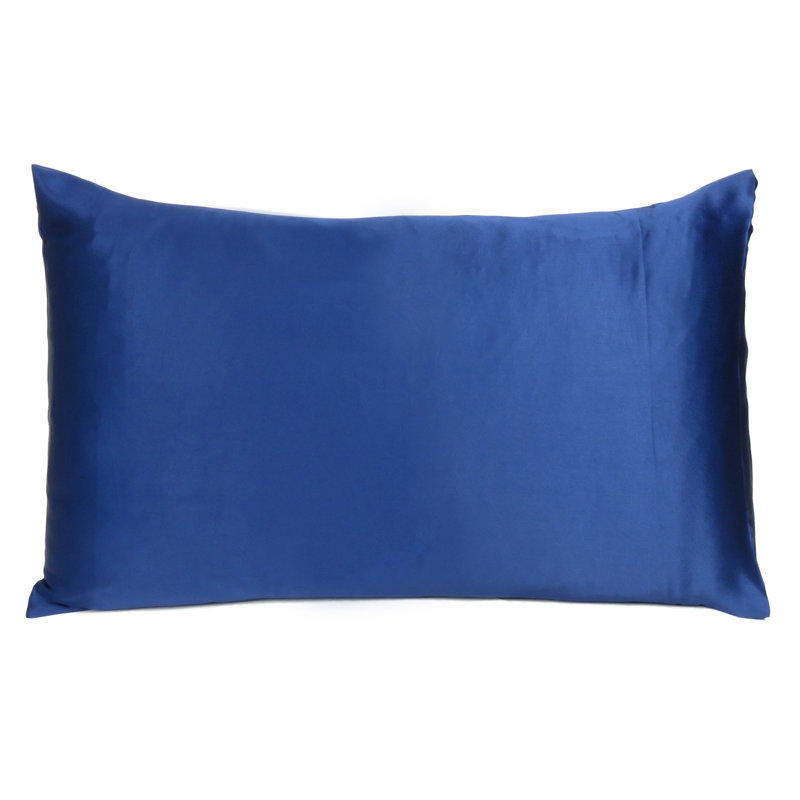 Taie d'oreiller en satin , Standard, Bleu marine