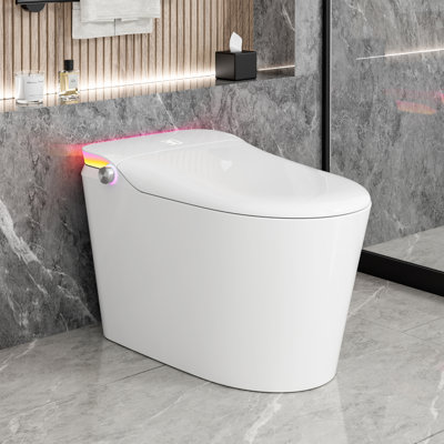 Smart Bidet Toilets Tankless Pre-wet, Self-cleaning, Nightlight, Auto Flush Heated Seat, Remote Control