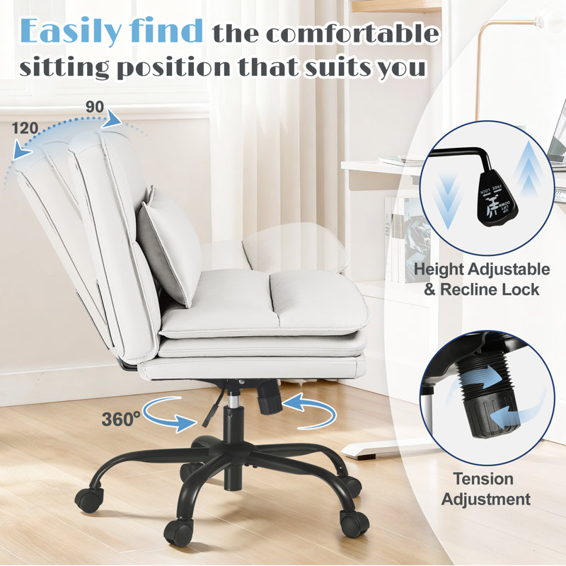 Chaise de bureau Criss, White PU Leather