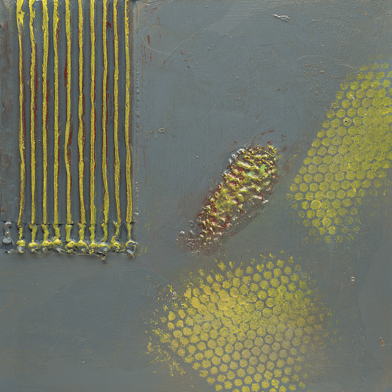Star Gazer VI Series Of 9 Yellow & Gray & Green Print by Joyce Creiger