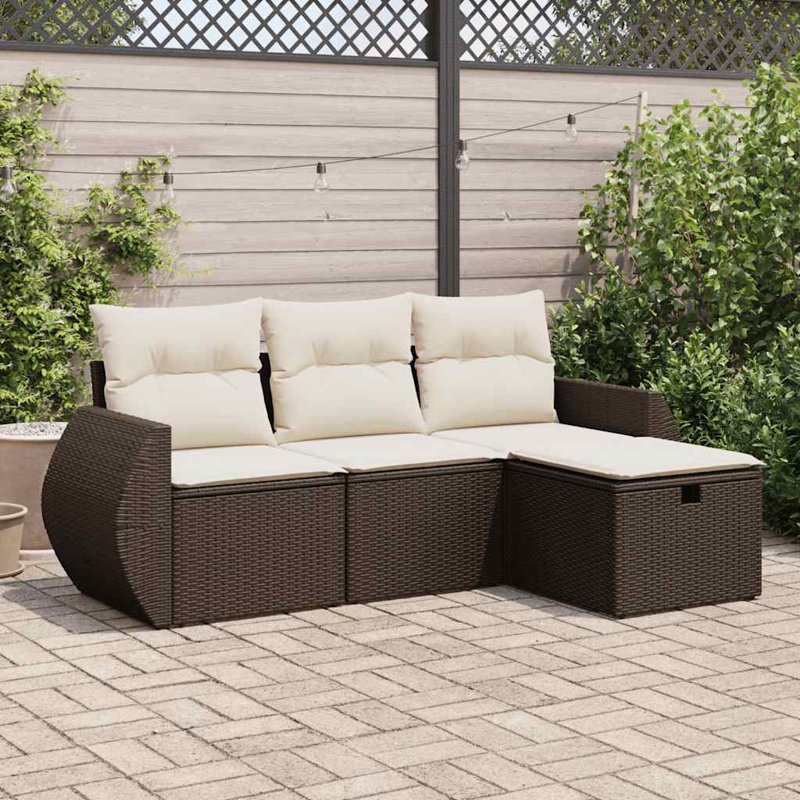  Garden Sofa Set Brown, Cream White