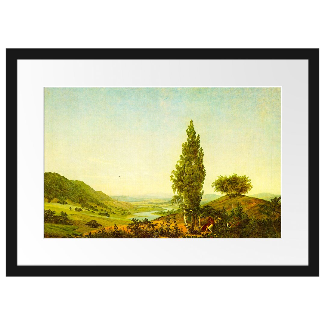 Gerahmter Kunstdruck The Summer Landscape with Love von Caspar David Friedrich