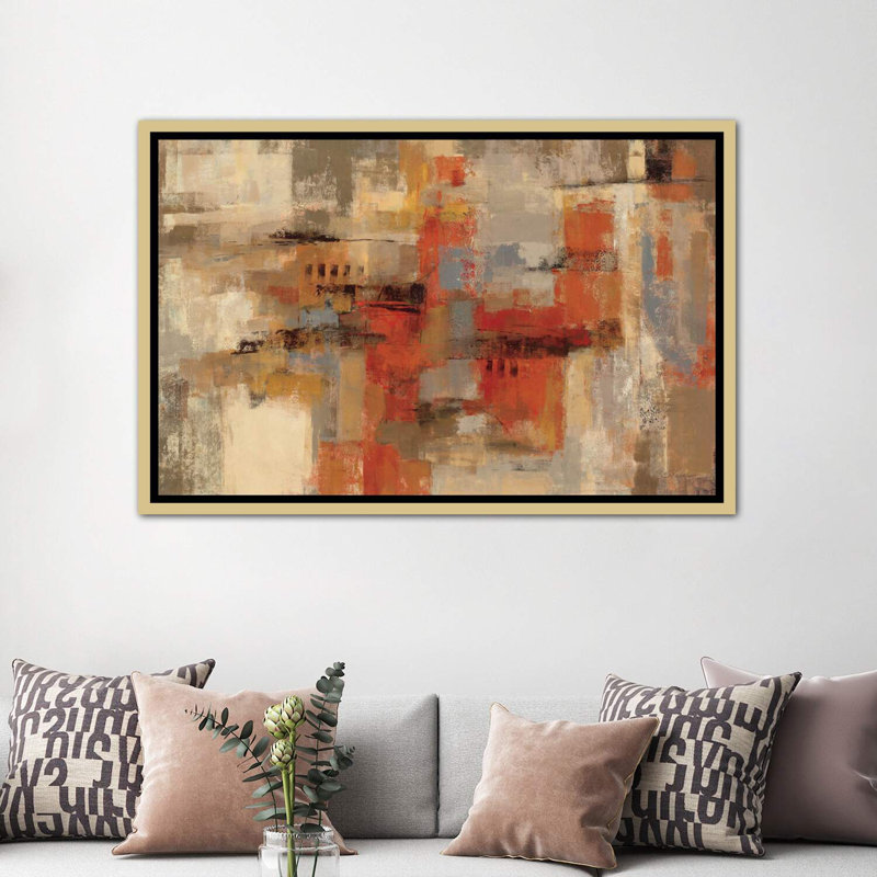 «City Wall» par Silvia Vassileva - reproduction d'art, H 40 po x l 60 po x 1,5 po, Cadre flottant doré