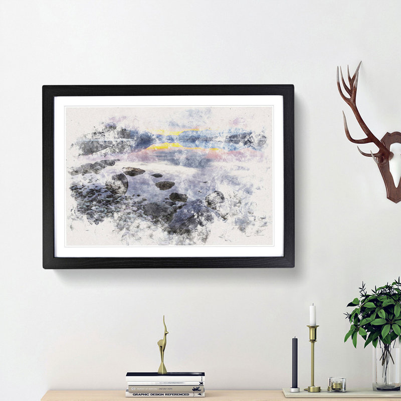 The Apgar Mountains in Montana - Picture Frame Painting Print, 36cm H x 48cm W x 2cm D, Oak Framed