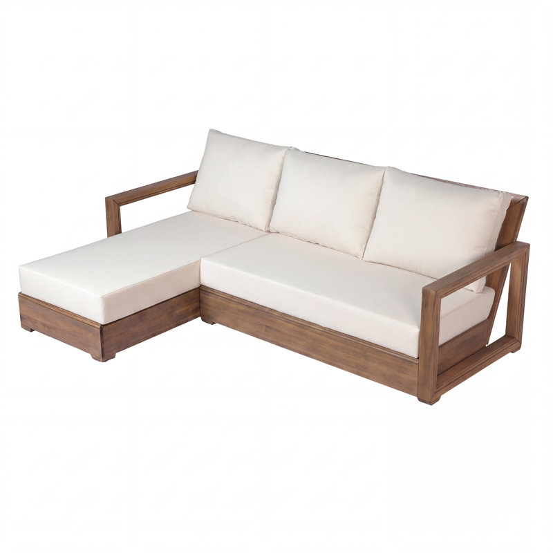 Canapé modulaire d'extérieur en bois d'acacia avec méridienne Geist