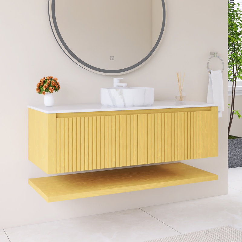 Meuble-lavabo mural simple 48 po avec comptoir en pierre frittée