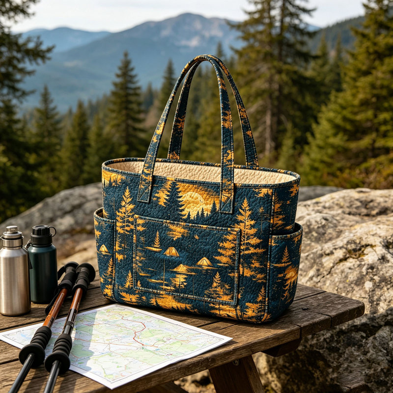 Collection de papiers, boîte-cadeau x Sac à main bandoulière matelassé décontracté en polyester imprimé numérique grande capacité 38,5 x 36 x 12 cm