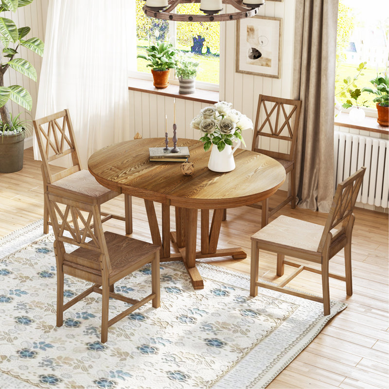 Ensemble de table de salle à manger extensible 5 pièces Rustic