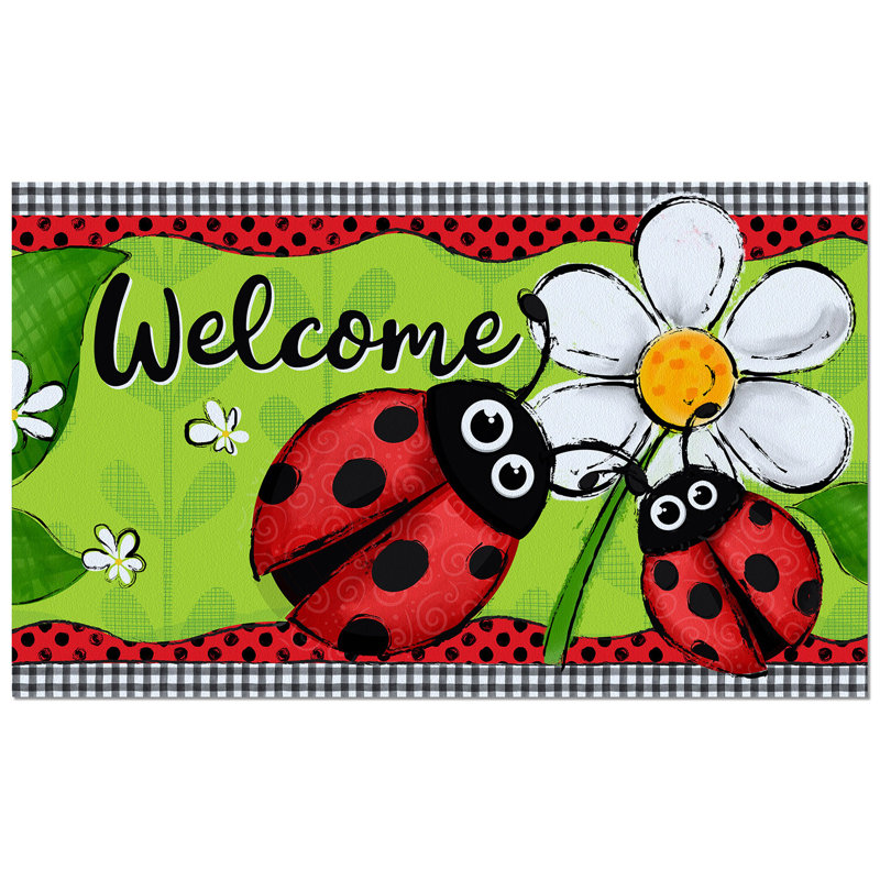 Tapis d'extérieur antidérapant à coccinelle 29,5 po x 17,75 po Counterart Ladybug