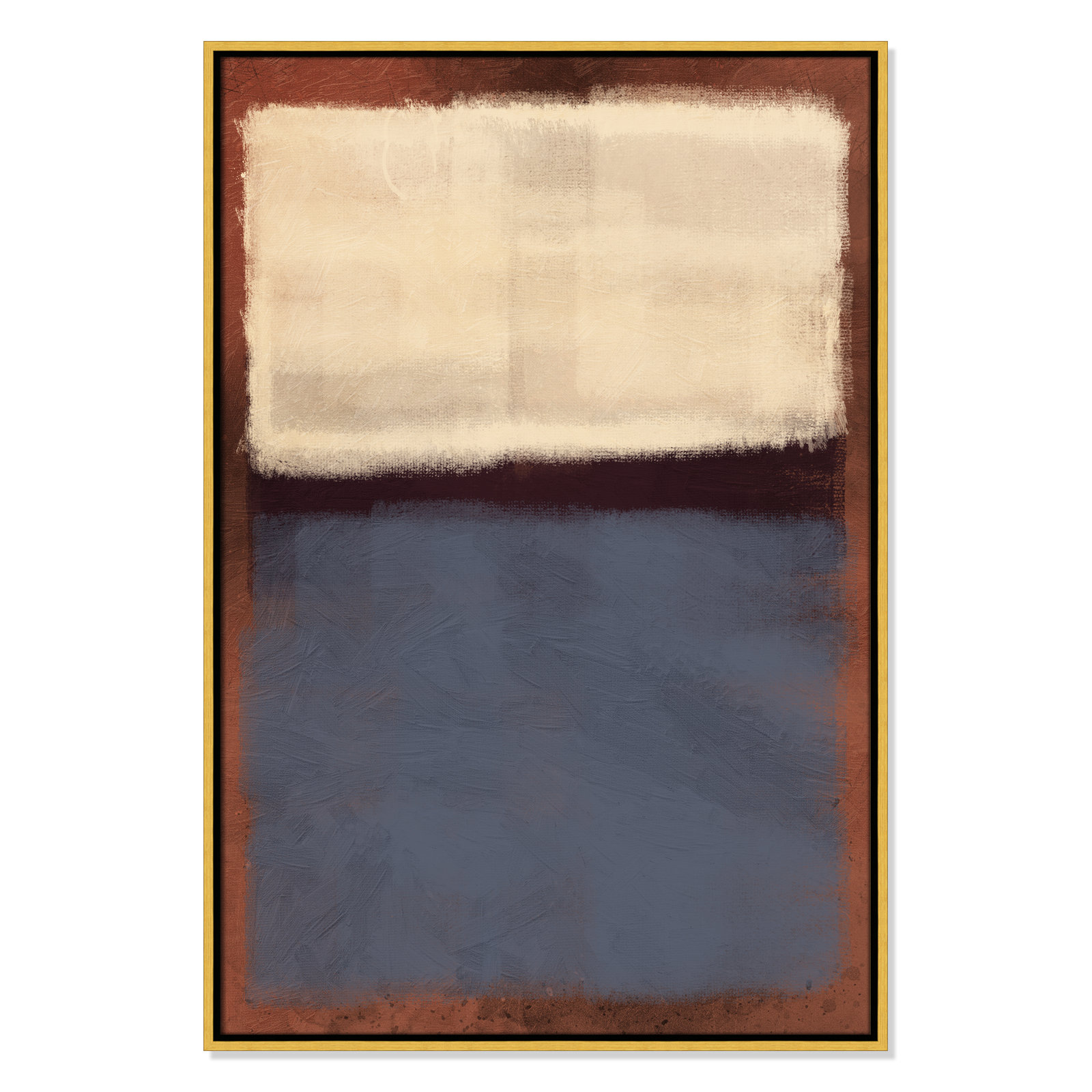 Alabaster Burst - Floater Frame Painting on Canvas, 37.5" H x 25.5" W x 2" D, Gold Framed
