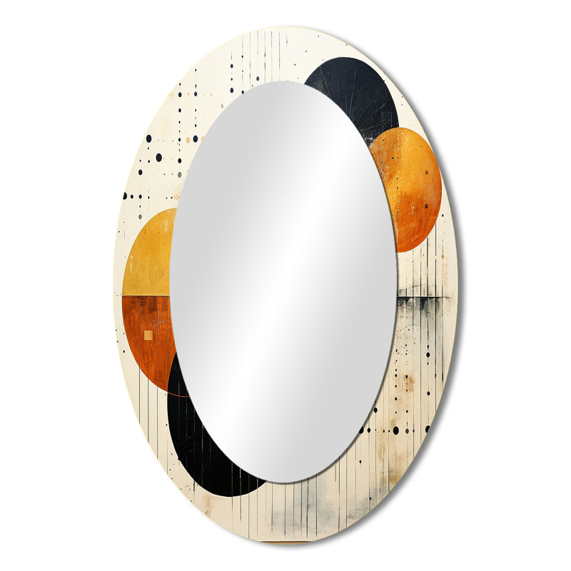 Miroir mural gris et orange Mid Century Minimalist Oasis I - Gris, 36 po x 24 po