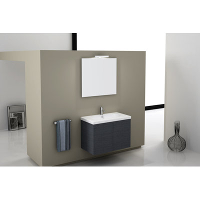 Trendy 31.1'' Single Bathroom Vanity with Ceramic Top with Mirror
