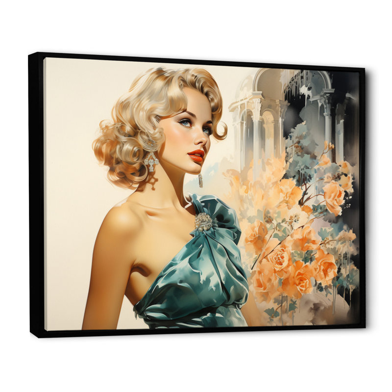 Fashion 1950S Radiant Portrait II - reproduction, 30" H x 40" W, Cadre flottant noir