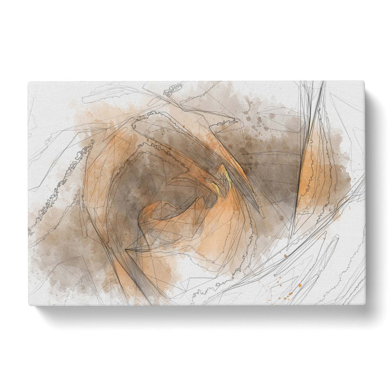 Orange Rose Flower in Abstract - Wrapped Canvas Drawing - Wrapped Canvas, 35cm H x 50cm W x 3cm D