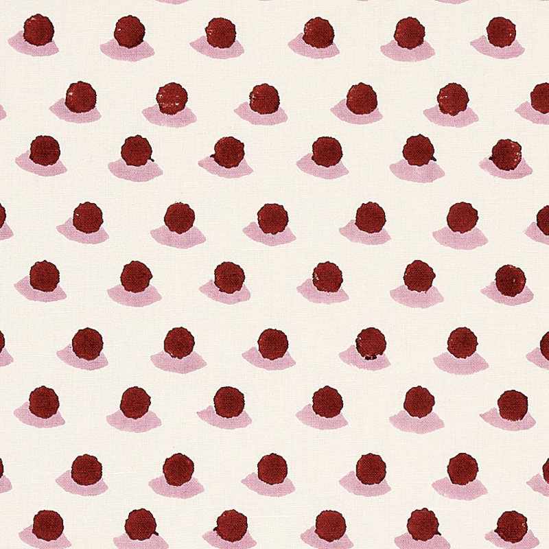 Tissu imprimé à la main Schumacher x Molly Mahon, Fer / rose