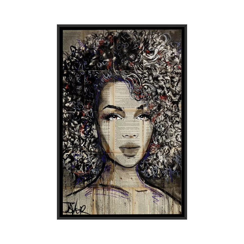 Impression d’art graphique, "Wonder" par Loui Loui, H 26 po x l 18 po x 1,5 po, Toile avec cadre noir, Pas de tapis