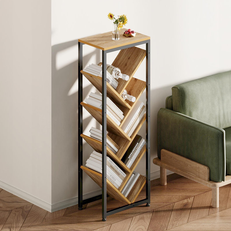  Floor Standing Tree Bookshelf Storage Rack, Yellow, (9 Shelves) 104.5cm H x 37.5cm W x 25cm D