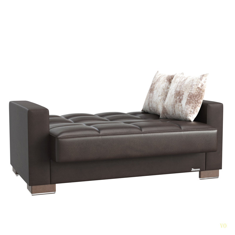 Causeuse convertible avec rangement Collection, PU, Brun