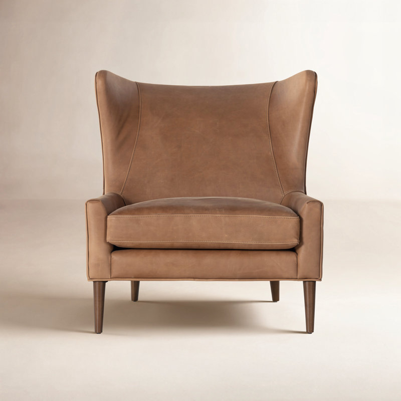 Marlow Wingback Chair, Palermo Cognac, Toasted Parawood