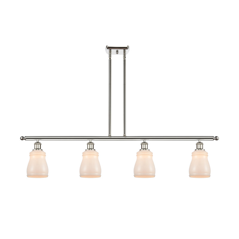 Luminaire suspendu linéaire à 4 lumières pour îlot de cuisine Mccarver, Blanc, Ampoule DEL 6 watts Vinage, Nickel poli