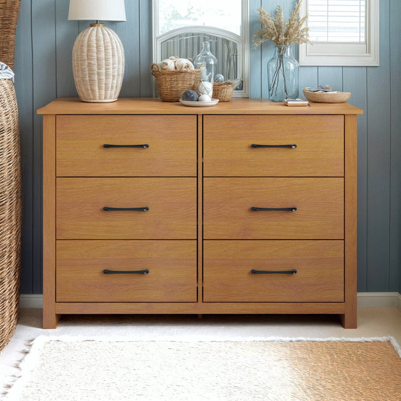 Commode double 6 tiroirs Walter, Noyer ambré